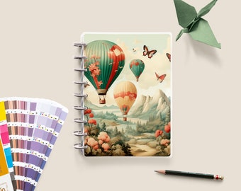 Hot Air Balloon / Butterflies / Happy Planner Cover / Customizable / Disc Bound Planner Cover / Custom Planner