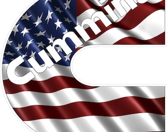 12" Laminated C Cummins in American Flag Design Cummins Diesel Truck Ram