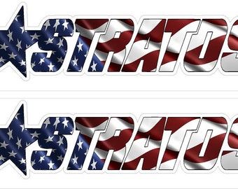 2 Laminated American Flag Stratos Boats Graphic Decal Stickers                  6 Different Sizes