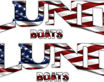 2 Laminated American Flag Lund Boats 002 Graphic Decal Stickers                  6 Different Sizes