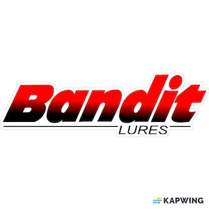 May include: A red and black logo with the word "Bandit" in a bold, stylized font. The word "LURES" appears in smaller letters below the word "Bandit".
