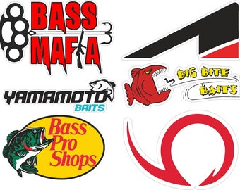 6 PK Boat Carpet Graphics 014 Marine Fishing (Each one is 8-9 Inches Wide)