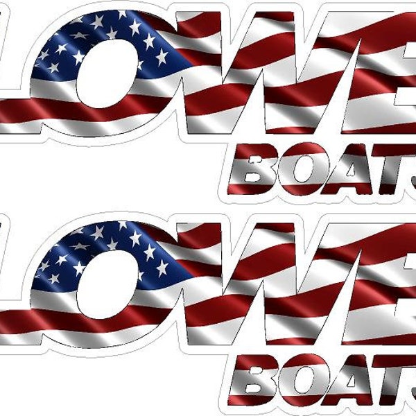 2 Laminated American Flag Lowe Boats Graphic Decal Stickers                  6 Different Sizes