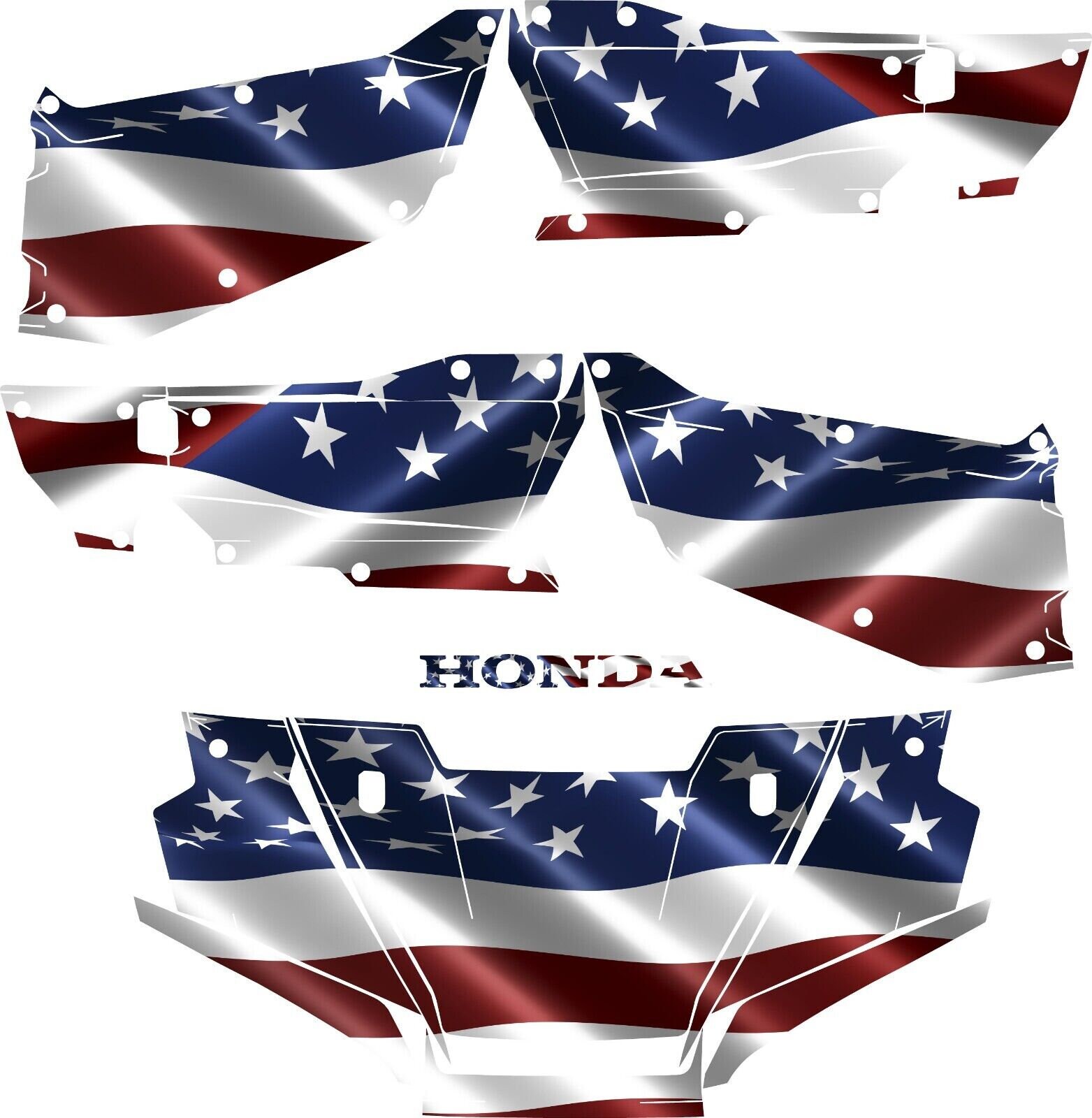 Polaris Patriotic American Flag Vinyl Decal Sticker Set - 22 Inch - For ATV / Snowmobile (Set Of 2)