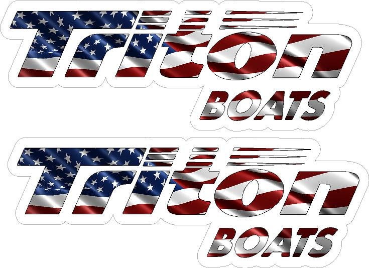 2x TRITON BOATS Vinyl Decal Logo Stickers Fishing Boat Fish Bass Boat FREE  SHIP