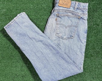 Vintage jaren 90 Levis jeans oranje tab 34 x 29 noodlijdende spijkerbroek 1990