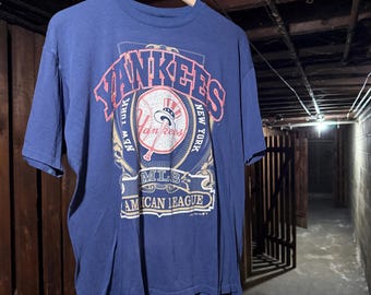 Camiseta vintage de los New York Yankees de la MLB de la Liga Americana de los 90, 1992, Artex, hecha en EE. UU., talla L
