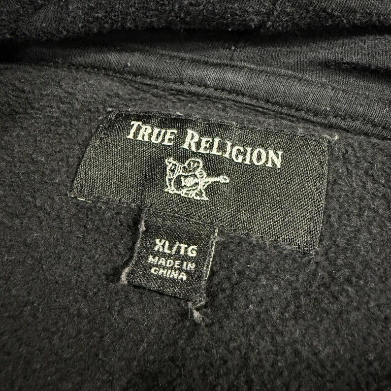 True Religion Svart Hoodie Herr Stor Buddha World Tour Pullovertröja - L bild 5