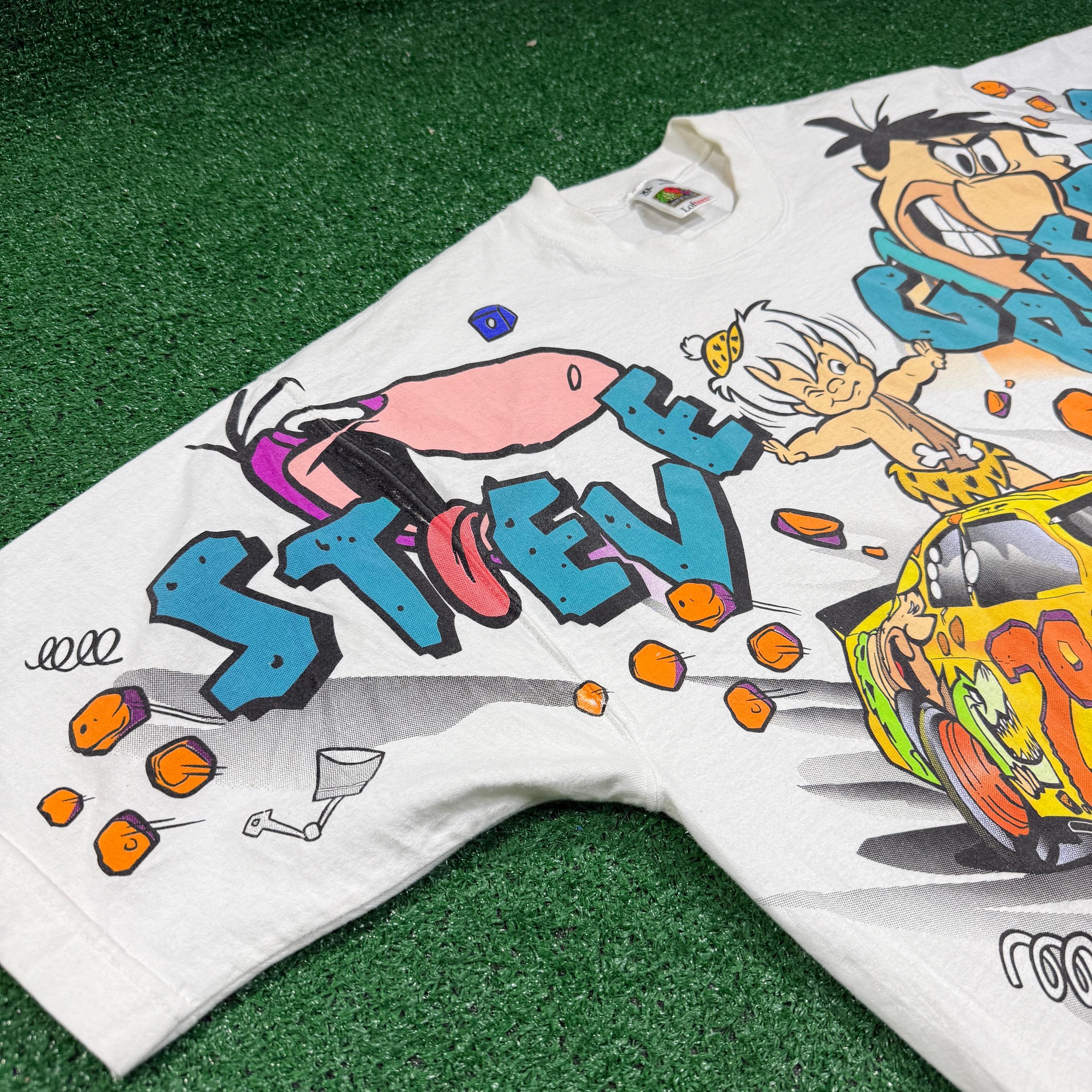 Vintage 1996 NASCAR Flintstones Cartoon Network AOP Size XL Shirt