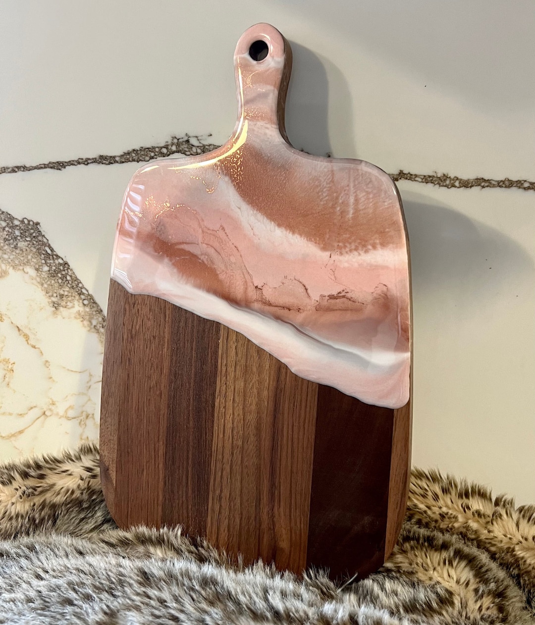 Blush Pink Charcuterie Serving Board, Handmade Resin Gift Etsy
