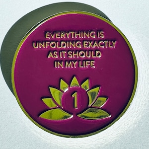 Lotus Yogi Zen Recovery Medallion: AA Sobriety Gift, Crown Chakra Coin