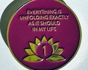Lotus Yogi Zen Recovery Medallion: AA Sobriety Gift, Crown Chakra Coin