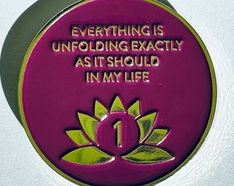 Lotus Recovery Gift AA Sobriety Crown Chakra Zen Yogi NA Hope Chip Medallion Coin Token