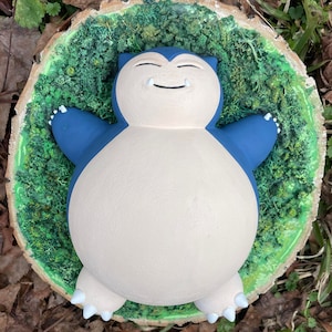 Handgeschilderd 3D-geprint Snorlax-figuur: gamerbureaudecor