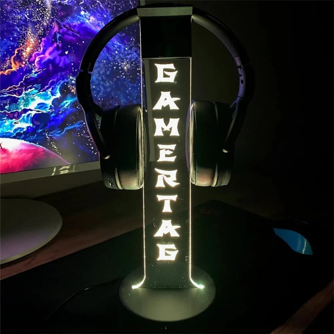 Personalized Headphone Stand Custom Gamertag 3D Light Sign Etsy