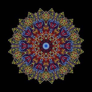 Opera d'arte geometrica di mandala su tela o carta - Decorazione spirituale astratta