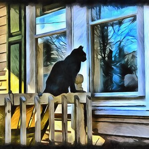 Ritratto di gatto dipinto: affascinante vicino felino Mickey in stile artistico, stampa artistica da parete