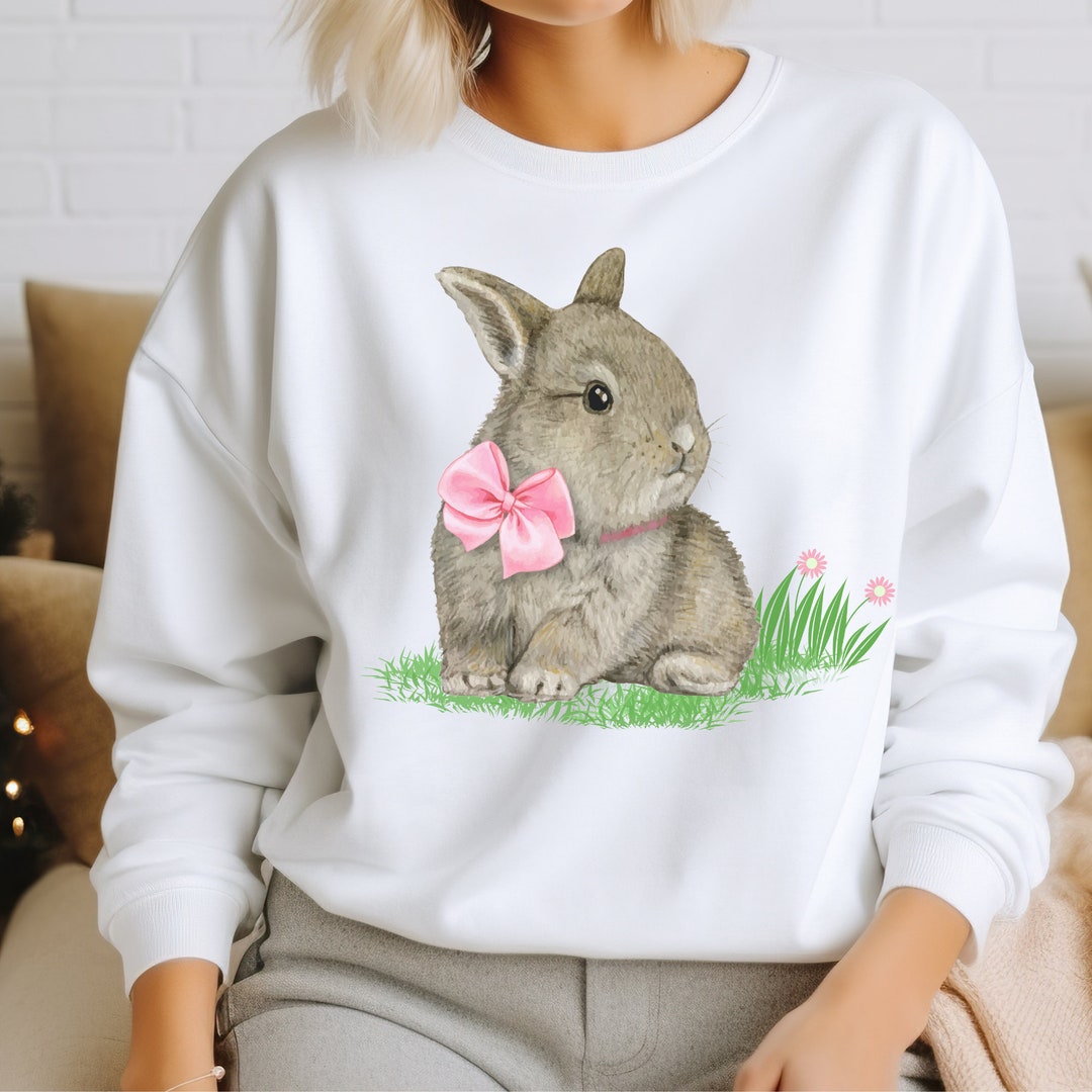 Sweatshirt Cute Bunny Coquette Sweatshirt Cute Sweatshirt Animal Print ...