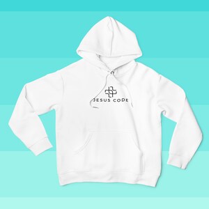 Hoodie Jesus Code Logo - Hoodie med broderidesign - Hoodie med kristet budskap - Gåvohoodie - Hoodie för män och kvinnor - Hoodie för kyrkan