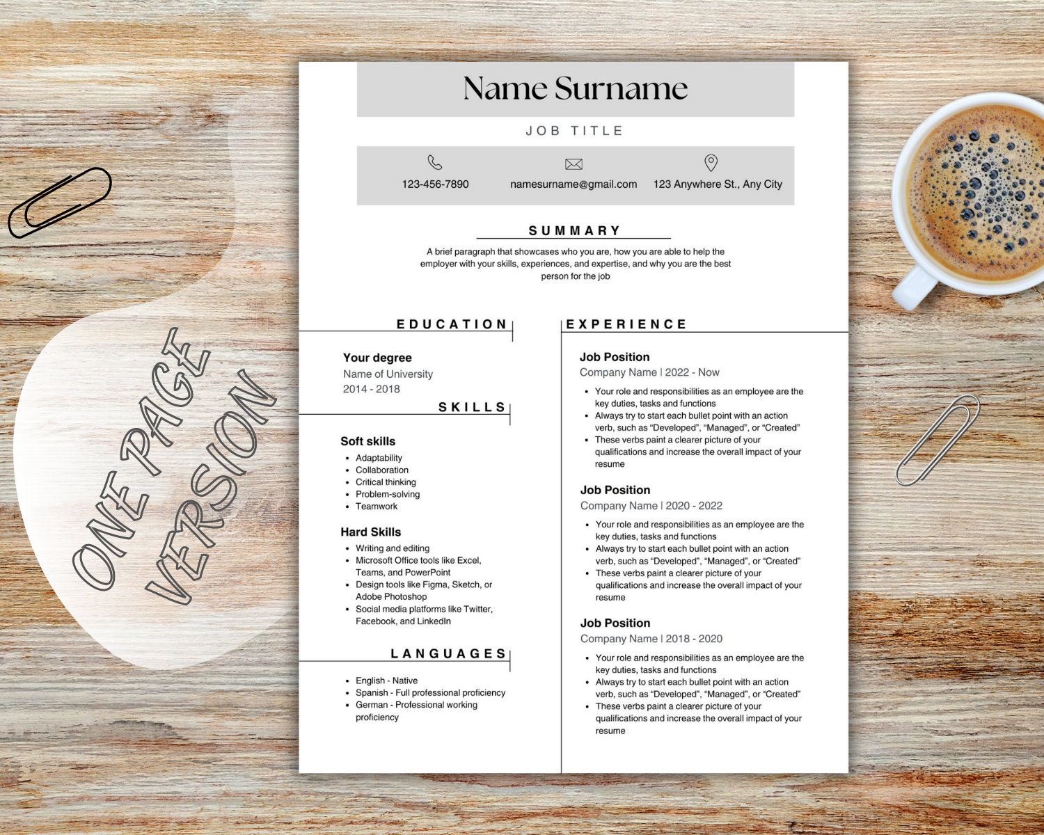 Professional Resume Template for Canva | Modern CV Design Creative and
