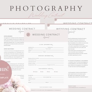Wedding Photography Contract Canva Template | Photography Forms | Photographer Contract Template