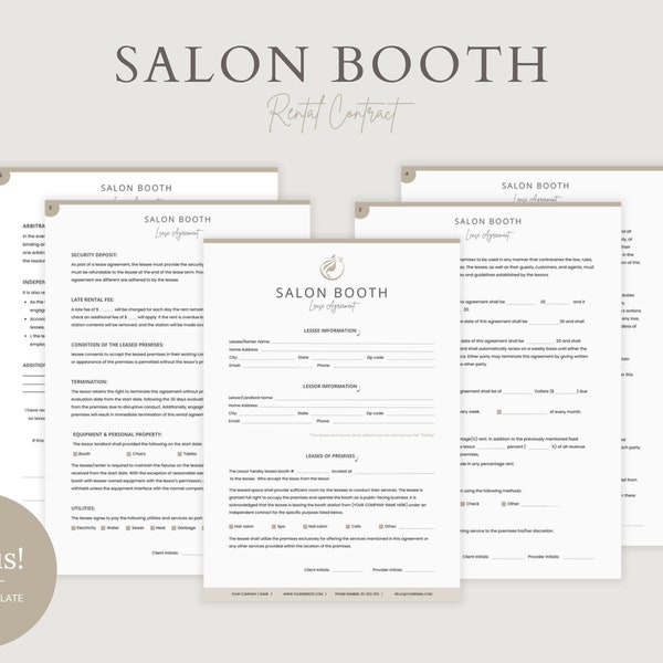 Professional Salon Booth Rental Contract, Editable Booth Rental Agreement, Salon Station, Spa Rental, Salon Chair Rental, Salon Lease, Canva