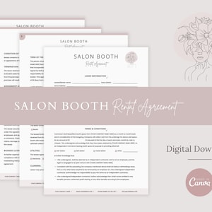 Mietvertrag für einen professionellen Salonstand, Mietvertrag für einen bearbeitbaren Stand, Salonstation, Spa-Vermietung, Vermietung von Salonstühlen, Salonmiete, Canva