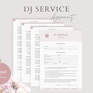 DJ Service Contract - Editable DJ Agreement, Wedding Dj Contract, Disc Jockey Event Service Agreement, DJ Business Contract, Canva Template