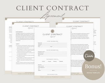 Photography Client Contract Template: Canva Editable Agreement (Digital Download)