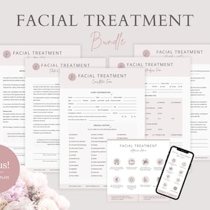 Modèles modifiables d'esthéticienne, formulaires de soin du visage, formulaires imprimables de consentement aux soins de la peau, formulaires de salon de beauté, formulaire de consultation du visage