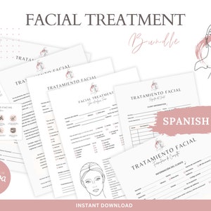 ESPAÑOL (ESPAÑOL) - Formularios de tratamiento facial - Plantillas editables para esteticistas, Formularios de consentimiento para SPA, Formularios para salones de belleza, Formularios de admisión para esteticistas