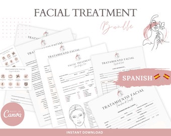 Formularios de tratamiento facial en español: Plantillas de admisión de clientes para esteticistas (descarga digital)