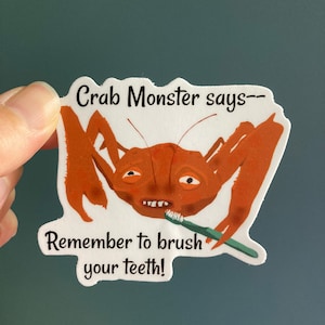 Crab Monster brushing teeth dentist funny b movie toothbrush B-movie horror scary