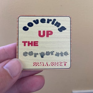 Corporate Bullshit pin covering up cover up funny anti capitalism anti-corporate logo subversive