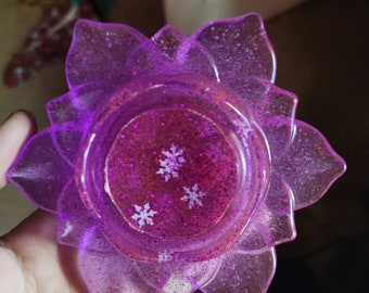 Purple Lotus Flower Tea Light Candle Holder