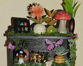 Miniature Witch Fairy Bookshelf | Miniature Apothecary Bookshelf | Handmade Miniature Bookshelf | Dollhouse Bookshelf