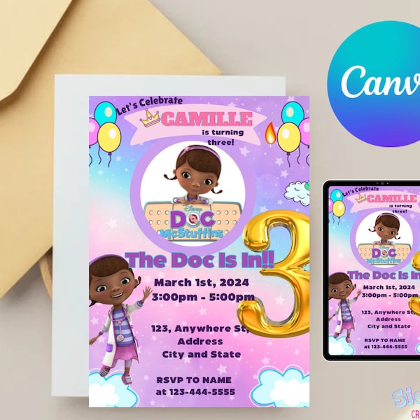 Faire-part d'anniversaire Doc McStuffins