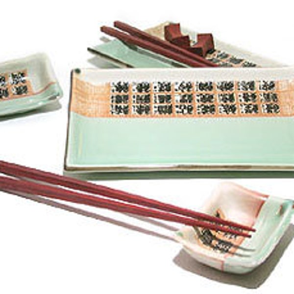 Crackle Japanese Sushi and Chopsticks Set