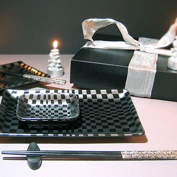 Black and Silver Sushi Set (Chopsticks/Rest not included)