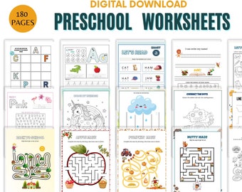 Schede didattiche per la scuola materna: 180 pagine, ABC, numeri, curriculum prescolare, istruzione parentale - preparati per il libro di attività per la scuola materna