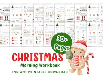 Printable CHRISTMAS Activities - KINDERGARTEN Printables - Winter Activity pages,Christmas Activity Bundle, Homeschool Kids Morning Workbook