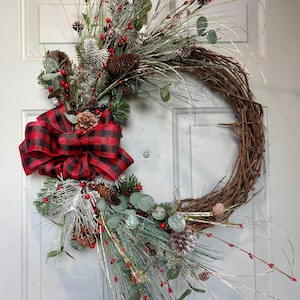 Christmas Berry and Pinecone Grapevine Wreath