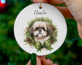 Personalized Dog Christmas ornament, Shih Tzu Ornament, Dog memorial Christmas ornament