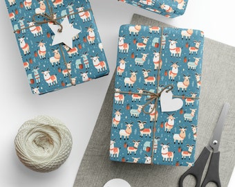 Weihnachten Ziegen Geschenkpapier, süße Weihnachtsgeschenkverpackung, Ziege Themen Geschenkpapier