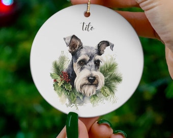 Ornement de Noël personnalisé pour chien, ornement Schnauzer miniature, ornement de Noël commémoratif pour chien