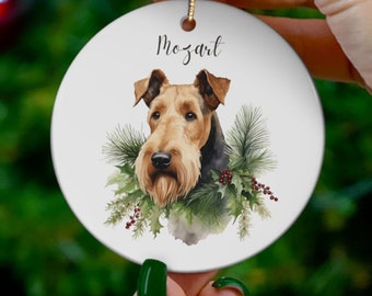 Personalized Dog Christmas ornament, Airedale Terrier Ornament, Dog memorial Christmas ornament