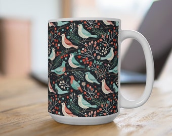 Christmas bird mug, Gift for bird lover, Gift under 20