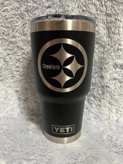 Steelers yeti cup  Glitter tumbler cups, Yeti cup designs