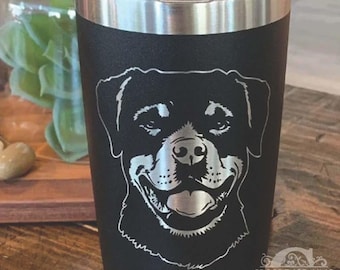 Custom Laser Engraved Dog Portrait Yeti Tumbler