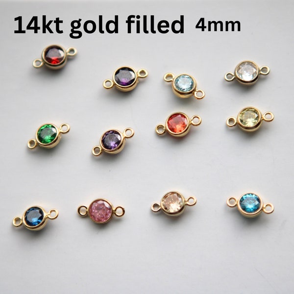 4mm-14k Birthstone Connector, gold filled, sterling silver, wholseale birthstone connectors, Birthstones by month, birthstone color